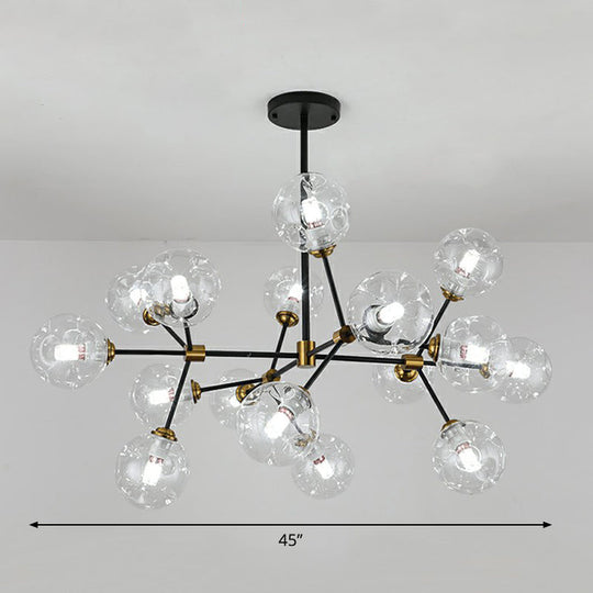 Black Nordic Glass Chandelier with Tree Branch Design for Living Room