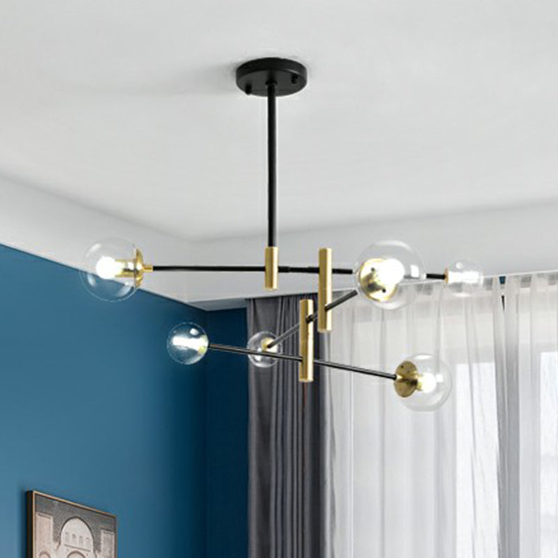 Sleek Glass Chandelier with Adjustable Rod Arm – Stylish Bedroom Lighting Fixture