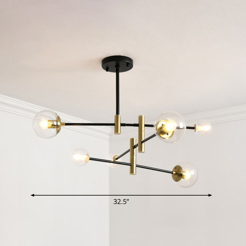 Sleek Glass Chandelier with Adjustable Rod Arm – Stylish Bedroom Lighting Fixture