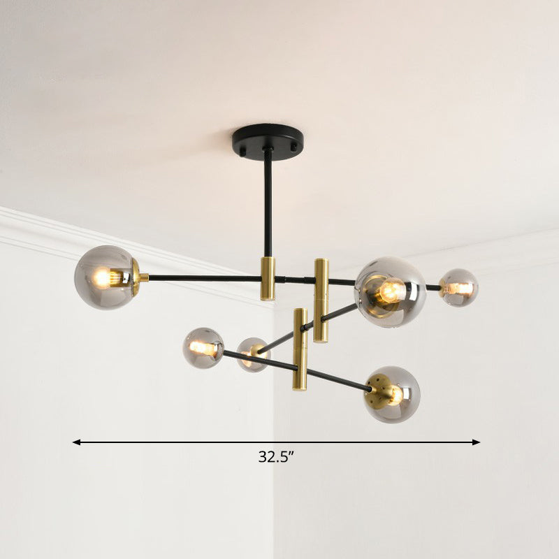 Sleek Glass Chandelier with Adjustable Rod Arm – Stylish Bedroom Lighting Fixture