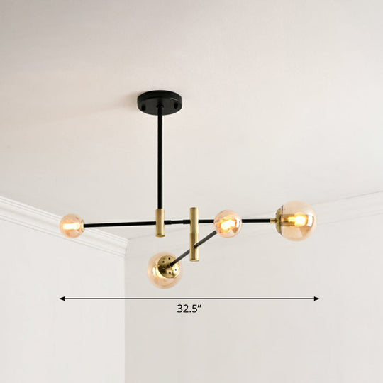 Sleek Glass Chandelier with Adjustable Rod Arm – Stylish Bedroom Lighting Fixture