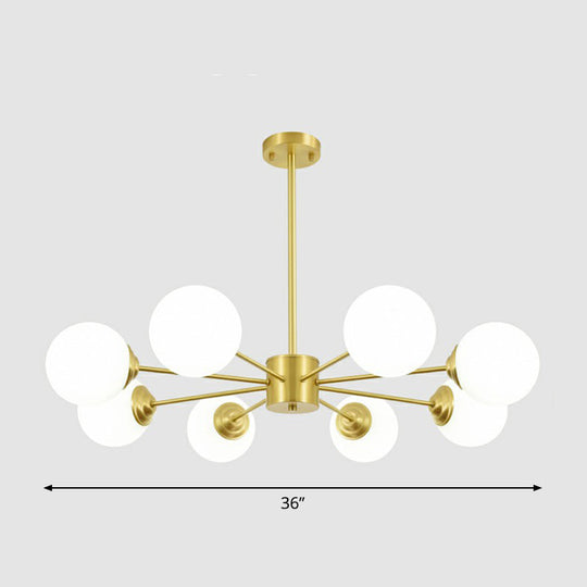 Sleek Glass Spherical Chandelier Light - Minimalist Brass Ceiling Lamp For Living Room 8 /