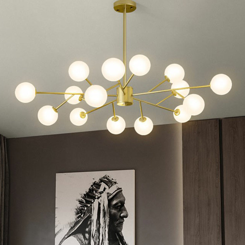 Nordic Branch Chandelier With Opal Glass Shade - Striking Pendant Light Fixture