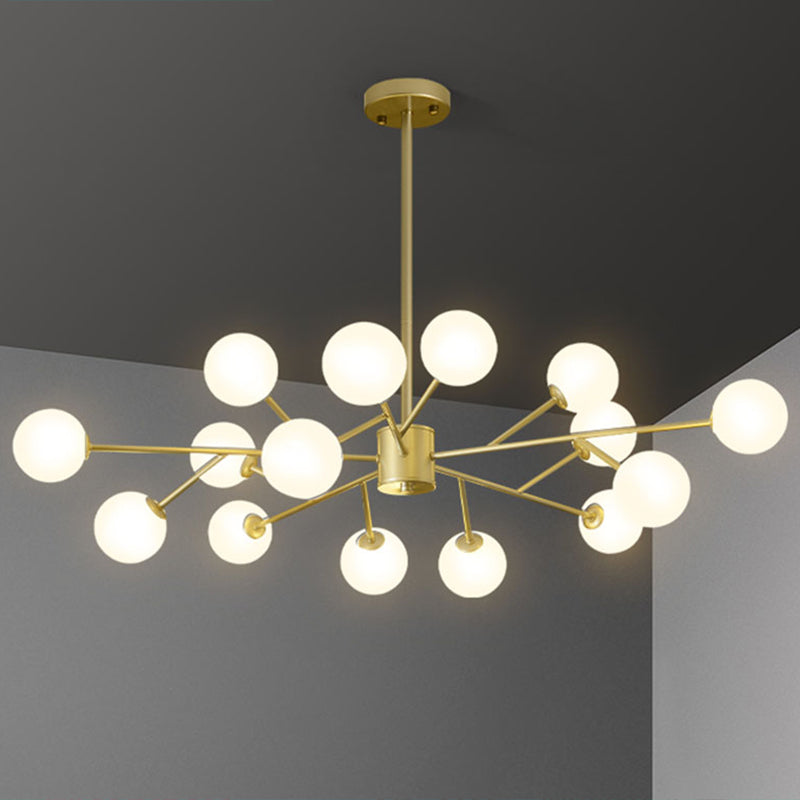 Nordic Branch Chandelier With Opal Glass Shade - Striking Pendant Light Fixture