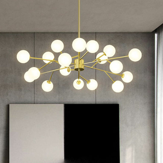 Nordic Branch Chandelier With Opal Glass Shade - Striking Pendant Light Fixture