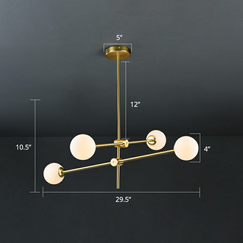 Minimalist Glass Ball Chandelier 4 / White