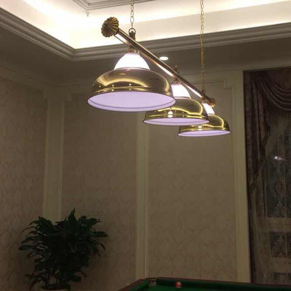 Double Bubble Hanging Light With 3 Heads - Loft Style Pendant Lighting For Pool Table In Chrome/Gold