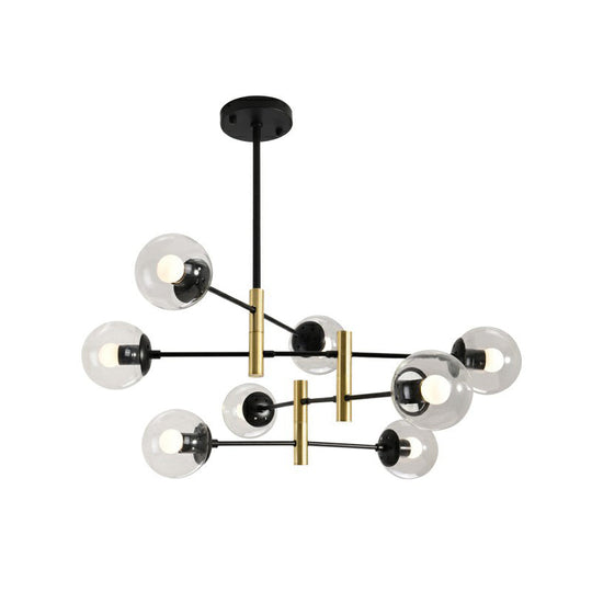 Nordic Metal Ceiling Chandelier With Swivel Rod Arm And Glass Ball Shade - Stylish Suspended Living