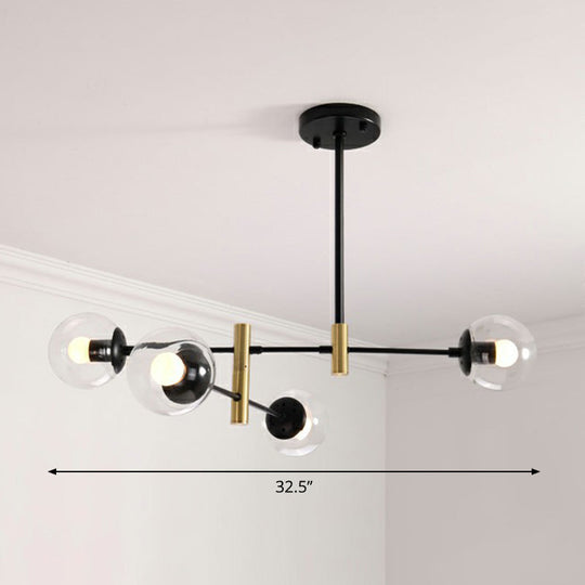 Nordic Metal Ceiling Chandelier With Swivel Rod Arm And Glass Ball Shade - Stylish Suspended Living