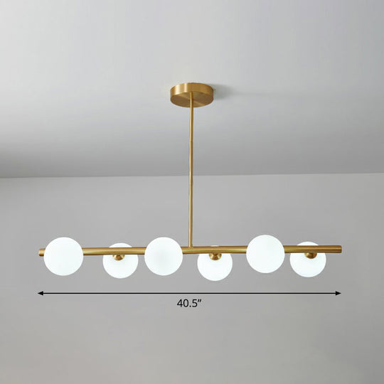 Postmodern Linear Island Lamp - Glass Pendant Light In Brass For Dining Room 6 / White