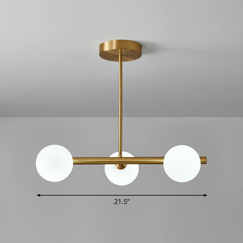 Postmodern Linear Island Lamp - Glass Pendant Light In Brass For Dining Room 3 / White