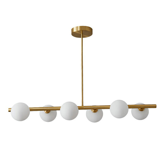 Postmodern Linear Island Lamp - Glass Pendant Light In Brass For Dining Room