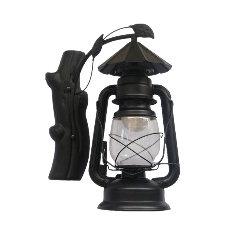 Coastal Black/Bronze/Copper Kerosene Wall Lighting: Outdoor Sconce Light With Clear Glass 1 Fixture