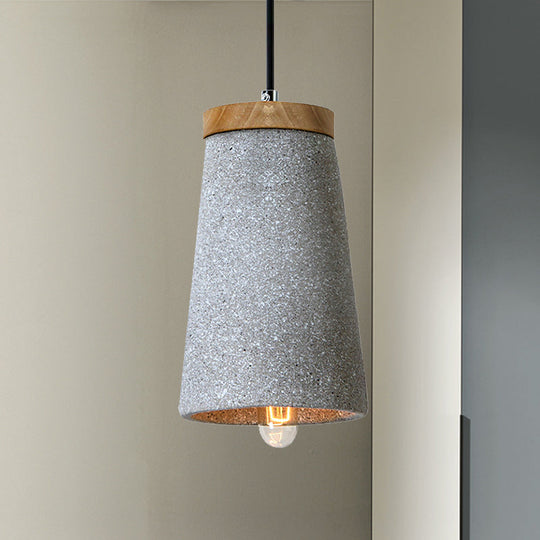 Industrial 1-Light Cement Pendant for Coffee Shop Ceiling with Tapered Shade - Black/White/Grey