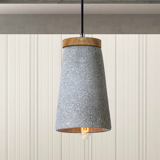 Industrial 1-Light Cement Pendant for Coffee Shop Ceiling with Tapered Shade - Black/White/Grey