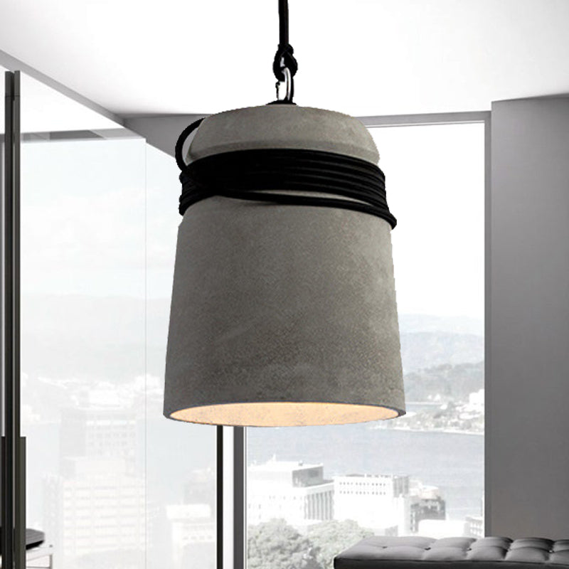 Industrial Style Cement Black/Gray/Beige Finish Pendant Light With Rope Lighting