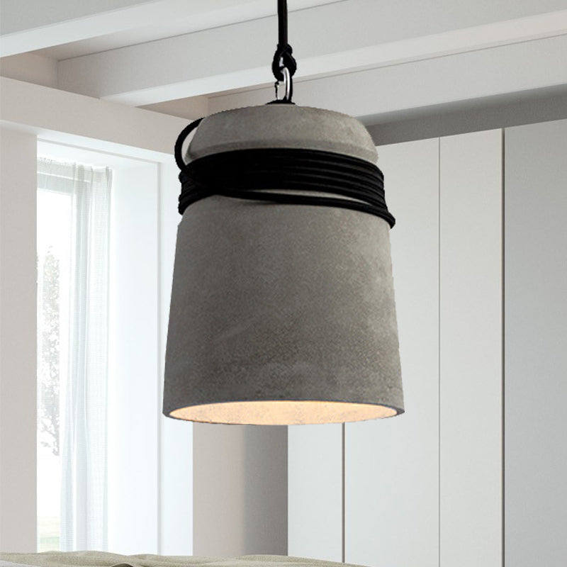 Industrial Style Cement Black/Gray/Beige Finish Pendant Light with Rope