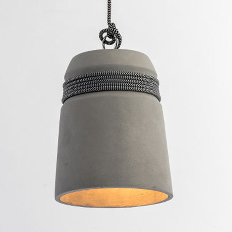 Industrial Style Cement Black/Gray/Beige Finish Pendant Light with Rope