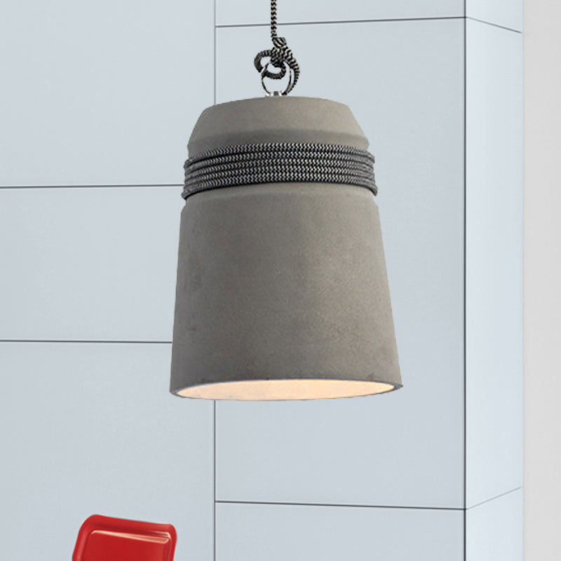 Industrial Style Cement Black/Gray/Beige Finish Pendant Light with Rope