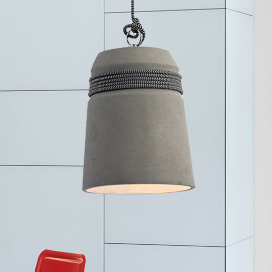 Sleek Black/Gray/Beige Industrial Style Cement Pendant Light With Rope - Perfect For Dining Tables