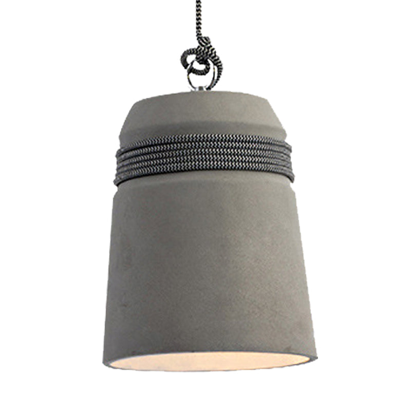 Industrial Style Cement Black/Gray/Beige Finish Pendant Light with Rope