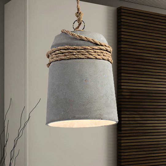 Industrial Style Cement Black/Gray/Beige Finish Pendant Light with Rope