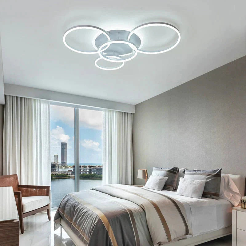 2/3/5/6 Circle Rings Modern Led Ceiling Lights For Living Room Bedroom Study Room White/Brown Color Ceiling Lamp