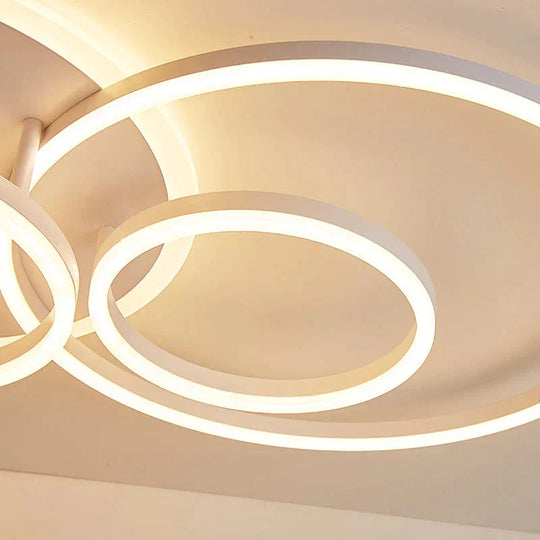 2/3/5/6 Circle Rings Modern Led Ceiling Lights For Living Room Bedroom Study Room White/Brown Color Ceiling Lamp