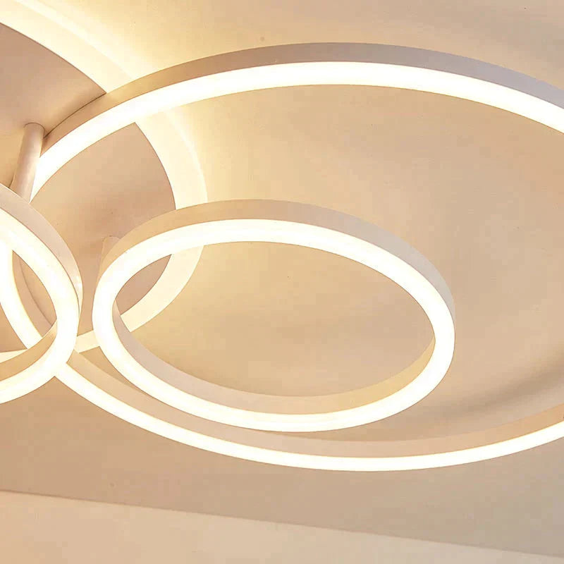 2/3/5/6 Circle Rings Modern Led Ceiling Lights For Living Room Bedroom Study White/Brown Color Lamp