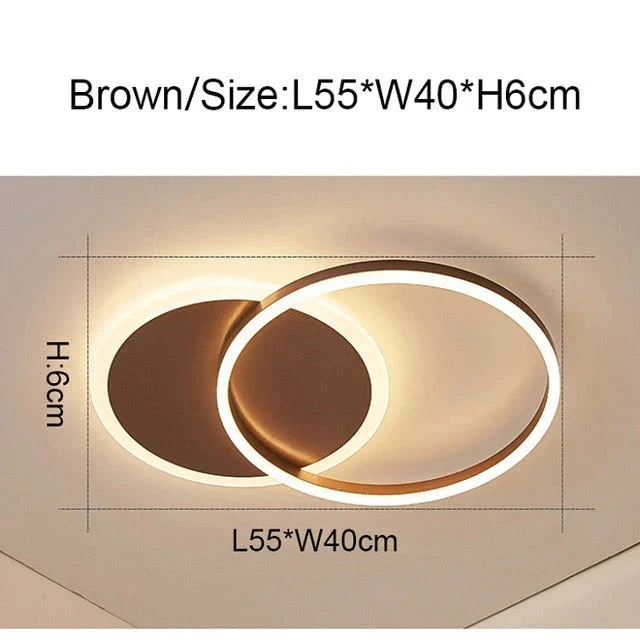 2/3/5/6 Circle Rings Modern Led Ceiling Lights For Living Room Bedroom Study Room White/Brown Color Ceiling Lamp