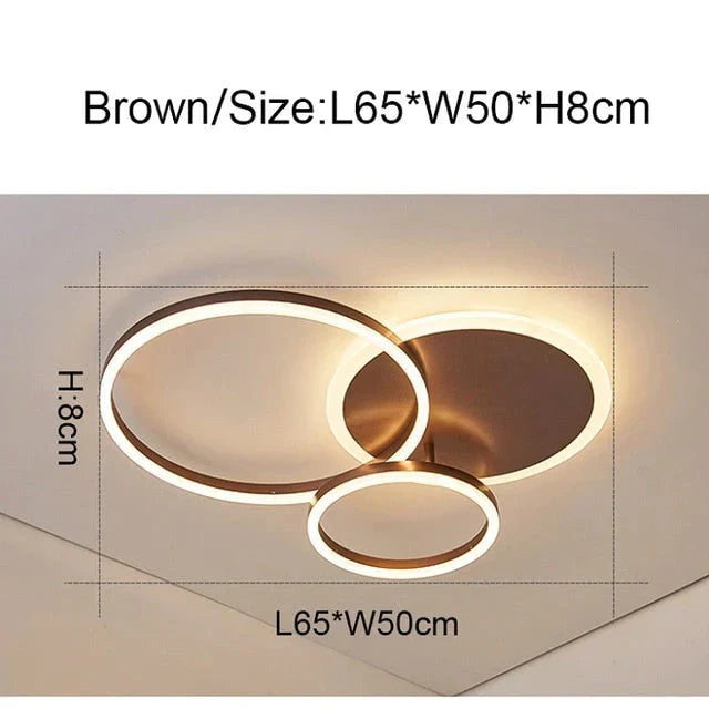 2/3/5/6 Circle Rings Modern Led Ceiling Lights For Living Room Bedroom Study Room White/Brown Color Ceiling Lamp