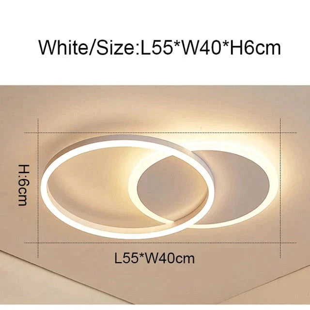 2/3/5/6 Circle Rings Modern Led Ceiling Lights For Living Room Bedroom Study White/Brown Color Lamp