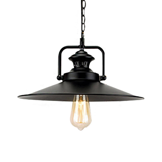 10"/14" Flared Metallic Pendant Light in Black - Ideal for Industrial Loft and Study Room