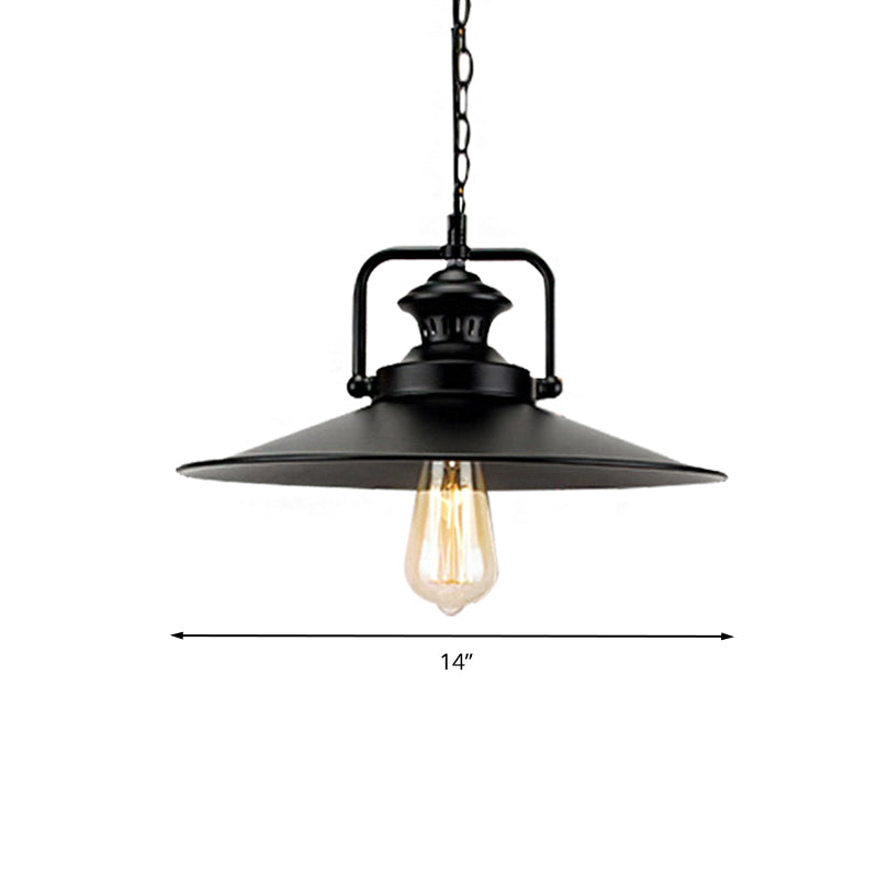 10"/14" Flared Metallic Pendant Light in Black - Ideal for Industrial Loft and Study Room