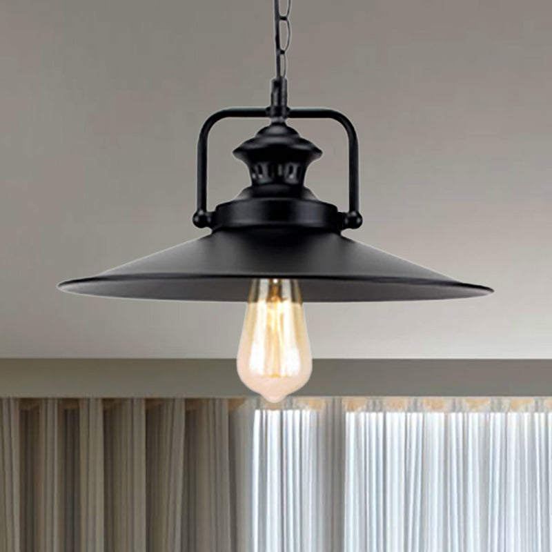 10"/14" Flared Metallic Pendant Light in Black - Ideal for Industrial Loft and Study Room