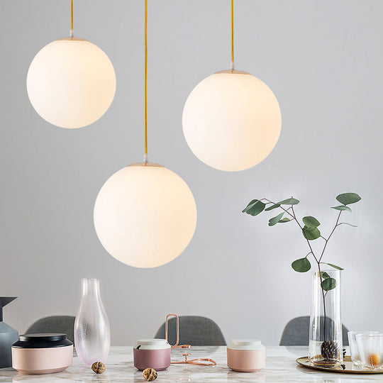 Minimalistic 1-Light Gold Pendant Light With Milky Glass Globe - Perfect For Dining Room / 6