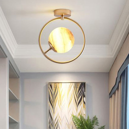 Bell & Ring Corridor Ceiling Light Glass Mini Semi Flush Mount