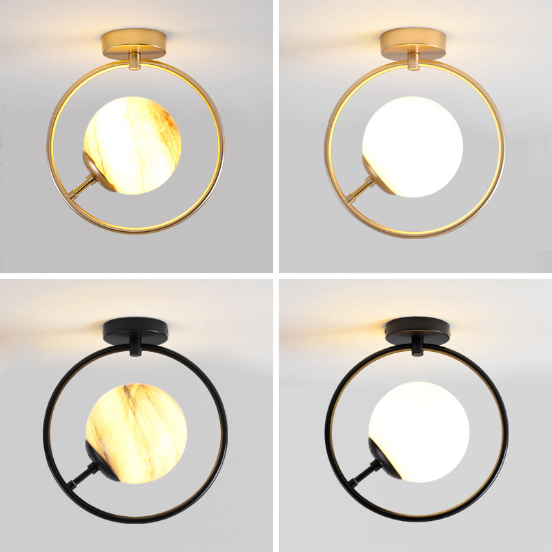 Bell & Ring Corridor Ceiling Light Glass Mini Semi Flush Mount