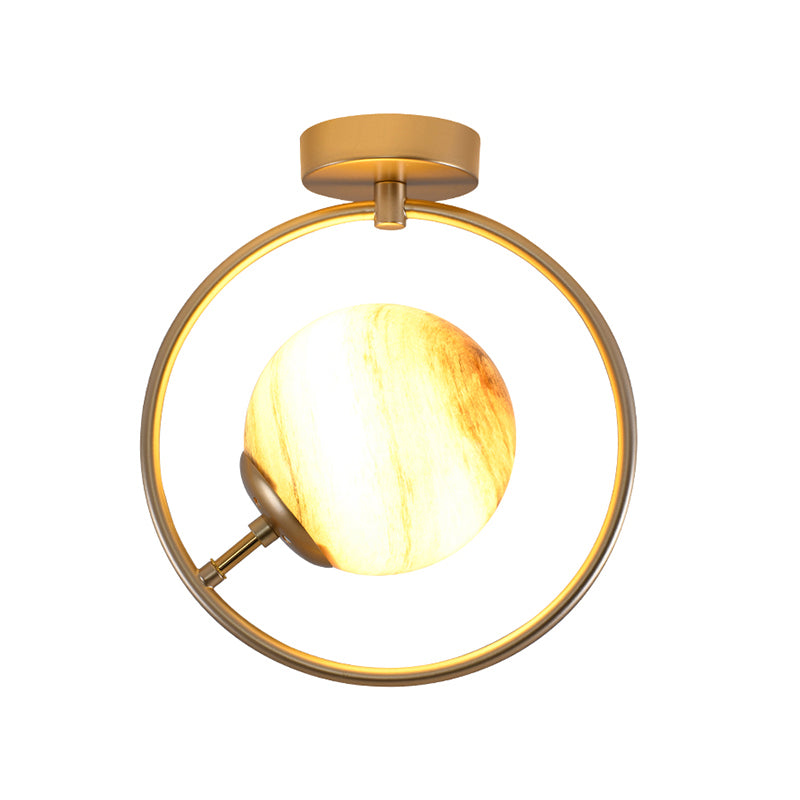 Bell & Ring Corridor Ceiling Light Glass Mini Semi Flush Mount