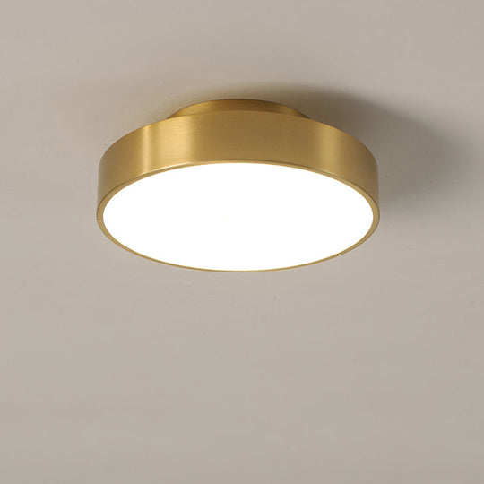 Simple Brass Semi Flush Mount Ceiling Light Fixture - Round Aisle Design With 1 Head / Canopy