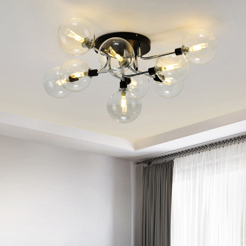 Contemporary Semi Flush Bubble Glass Ceiling Light for Living Room