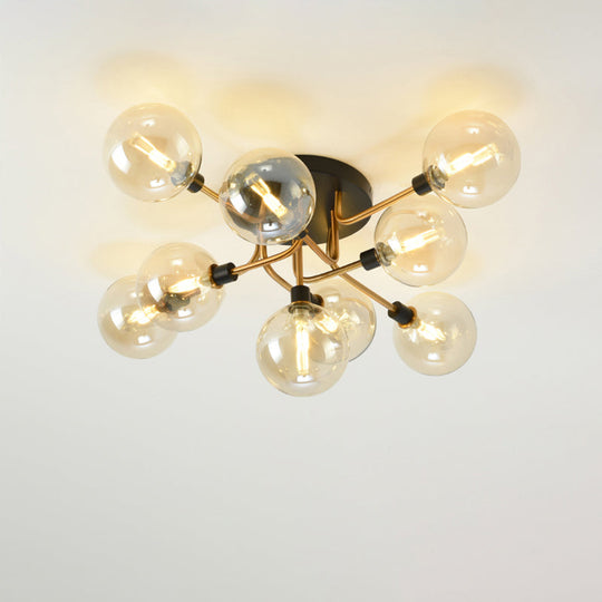 Contemporary Semi Flush Bubble Glass Ceiling Light for Living Room