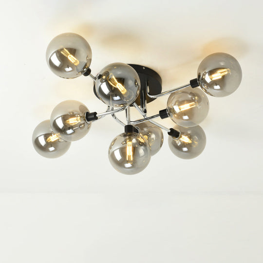 Contemporary Semi Flush Bubble Glass Ceiling Light for Living Room