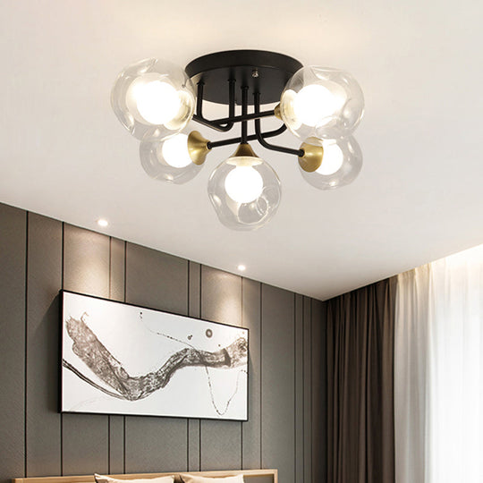 Contemporary Semi Flush Bubble Glass Ceiling Light for Living Room