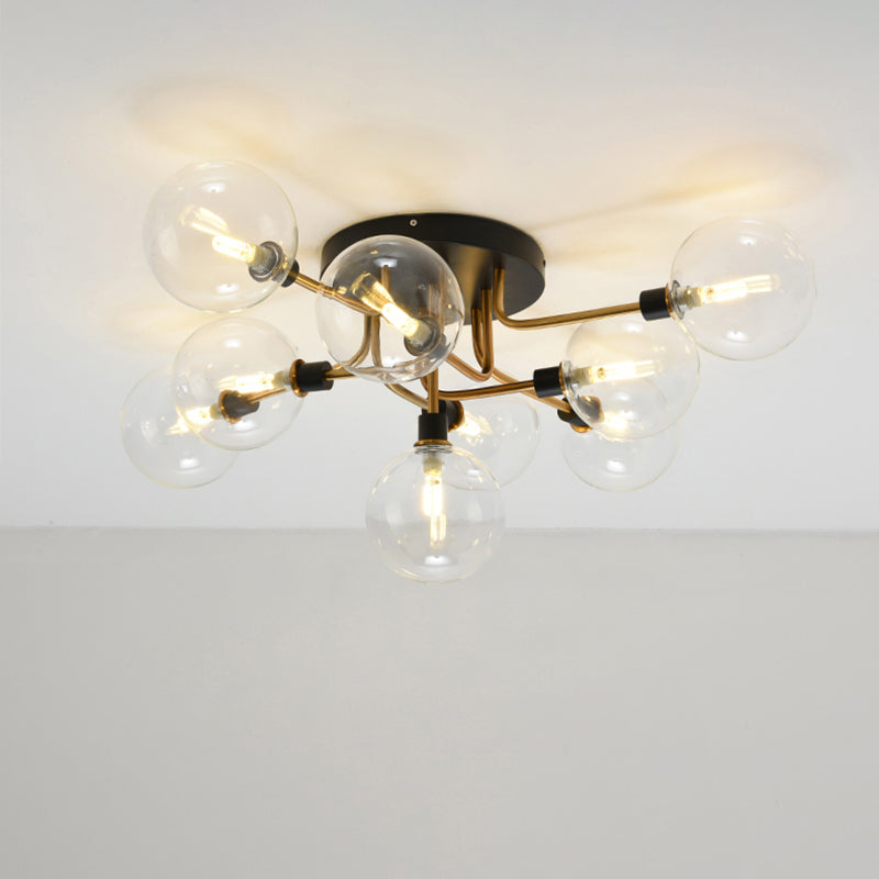 Contemporary Semi Flush Bubble Glass Ceiling Light for Living Room