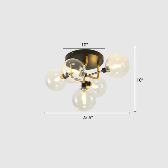 Contemporary Semi Flush Bubble Glass Ceiling Light for Living Room