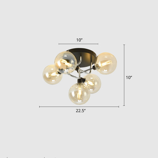 Contemporary Semi Flush Bubble Glass Ceiling Light For Living Room 5 / Chrome Cognac