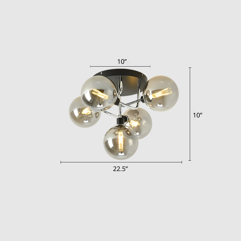 Contemporary Semi Flush Bubble Glass Ceiling Light for Living Room