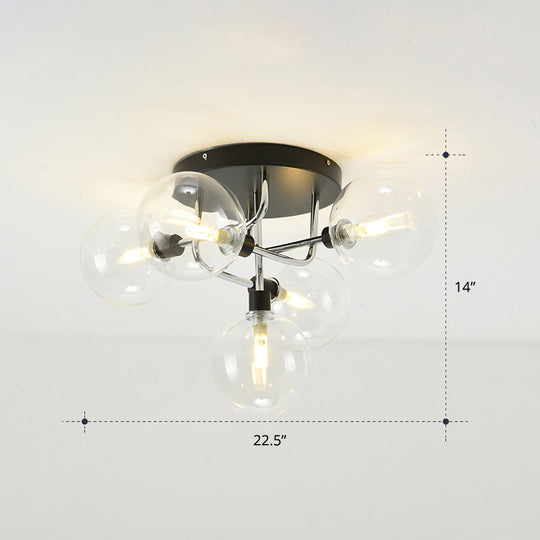 Modern Clear Glass Semi-Flush Ceiling Light - Stylish Flush Mount Fixture for Dining Room