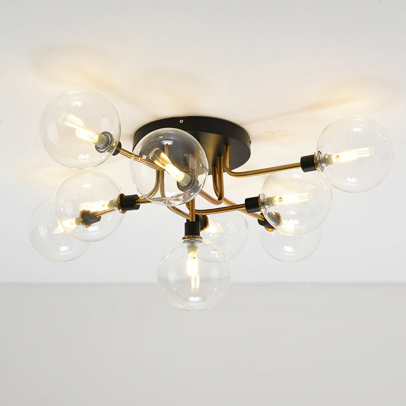 Modern Clear Glass Semi-Flush Ceiling Light - Stylish Flush Mount Fixture for Dining Room